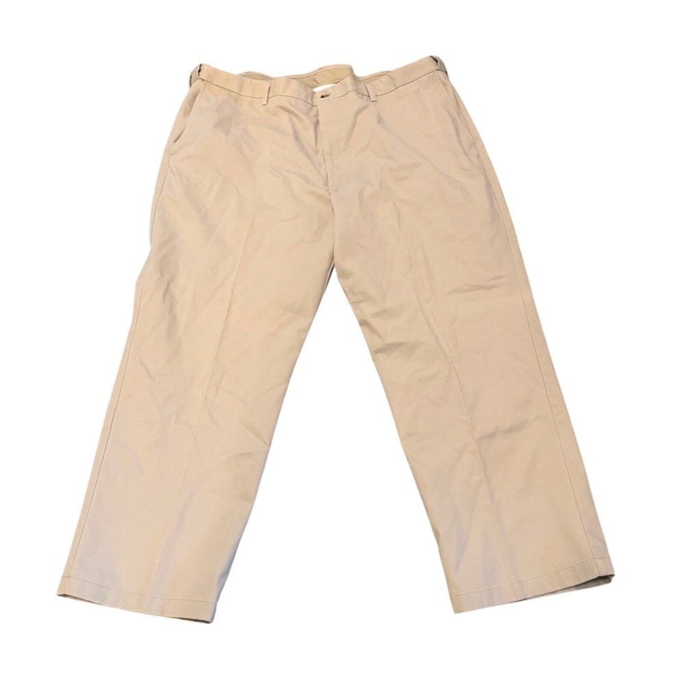 George Chino Pants Mens 48x30 Tan Flat Front Straight Leg Cotton Khakis